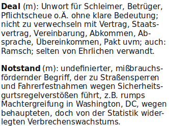 Definition Deal, Notstand