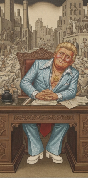 Der alte Discohengst - AI Bildkarikatur